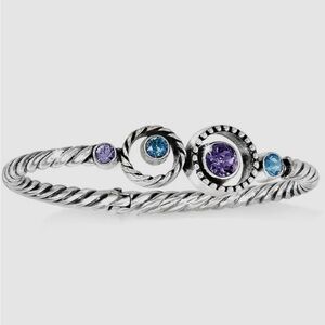 Brighton Halo Collection Silver Plated Hinged Bangle Swarovski Crystal Bracelet